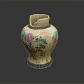 Traditional Handcrafted Ceramic Vase Sculpture with Colorful Floral Carvings and Intricate Patterns