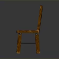 Vintage Solid Wood Single Chair With Carved Backrest And Natural Wood Grain