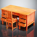 Wooden Office Desk With Drawers And Matching Chair For Workspace Setup