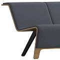 Modern Gray Fabric Leisure Chair With Sleek Curved Backrest And Wooden Legs