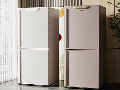 Elegant Haier Double Door Refrigerators In White And Beige Modern Interior Design 3d model