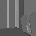 Modern Bathroom Interior With Concrete Walls Sink Counter Mirrors And Directional Signage