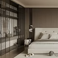Modern Bedroom Interior Design With Wooden Wall King Bed And Natural Window View