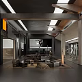 Modern Gym Interior With Weightlifting Equipment And Fitness Machines Metal Ceiling Structure And Black Flooring