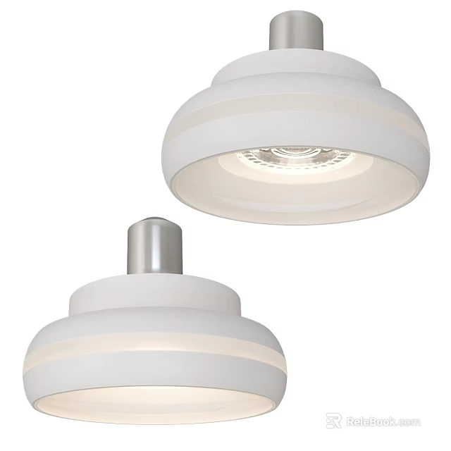 Modern White Layered Chandelier Design With Illuminated Inner Light Source 3d model 