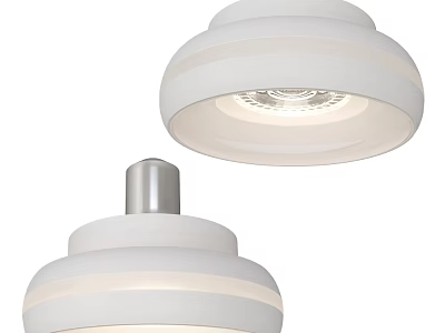 Modern White Layered Chandelier Design With Illuminated Inner Light Source 3d model