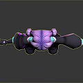3D Cartoon Character With Purple Pink Hair Black Outfit And Neon Glowing Accents