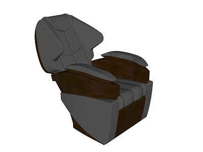 Gray Massage Chair With Wooden Armrests And Modern Ergonomic Design For Comfortable Relaxation 3d model