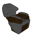 Gray Massage Chair With Wooden Armrests And Modern Ergonomic Design For Comfortable Relaxation