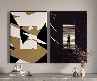 Modern abstract painting hanging painting decorative painting 3d model