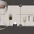 Modern Clothing Store Interior With Stylish Mannequin Hanging Clothes Green Plant Soft Lighting Display Counter
