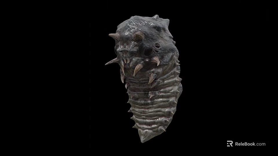 Game And Movie Monster Character With Rough Skin Spikes Sharp Teeth And Segmented Body 3d model 