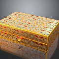 Fashion Clothing Storage Box With Colorful Geometric Patterns Gold Borders And Drawer Structure