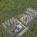 Aerial Planning of Modern Urban Community With High Rise Buildings Green Areas and Road Networks