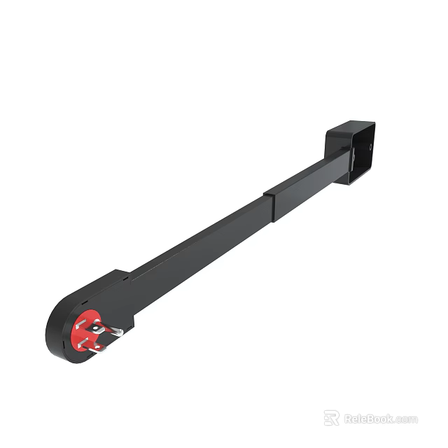 Black Long Mechanical Bar With Red Wheel And Square End Accessory 3d model