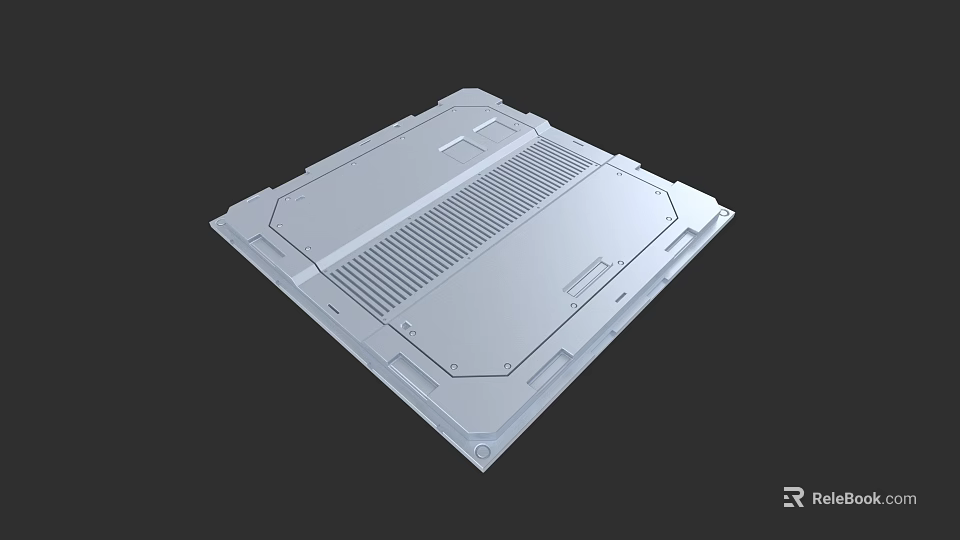 Modern Metal Ceiling Panel With Linear Vents And Structured Design Details 3d model 