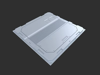 Modern Metal Ceiling Panel With Linear Vents And Structured Design Details 3d model