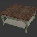 Rustic Coffee Table With Wooden Tabletop And White Carved Legs For Home Living
