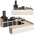 Modern Kitchen Interior With Sleek Cabinets White Countertop And Appliances