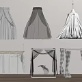 Modern drapery mosquito net bedding drapery gauze curtain 3d model