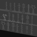 Electric tower High voltage tower Signal tower Pole 3d model