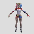 Harley Quinn Character With Pink Blue Pigtails Daddy's Lil Monster Shirt Blue Shorts Tattoos Boots