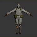 Game Movie Character In White Protective Suit With Gas Mask And Utility Pouch
