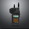 Rugged Gray Walkie Talkie With Dual Antennas Display Screen And Orange Buttons
