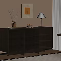 Gray Modern Entryway Sideboard Cabinet With Drawers Shelves And Decorative Items On Top