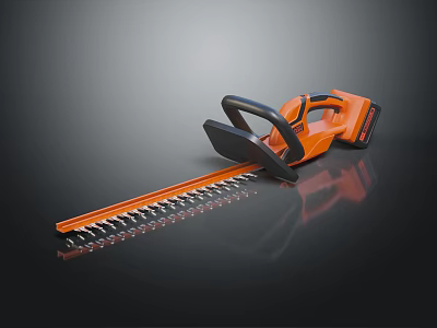 Orange Electric Hedge Trimmer Garden Tool With Ergonomic Handle Sharp Blades 3d model