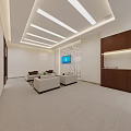 Bank Lobby Interior Design With Bright Lighting White Ceiling Glass Partitions And Sofa Seating