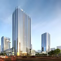 Modern Office Building Office Building Commercial Street 3d model