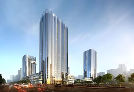 Modern Office Building Office Building Commercial Street 3d model