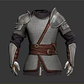 Medieval Metal Armor With Red Belt And Shiny Metallic Surface Design