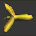 Folded Banana with Wing Shaped Design on Dark Background with Reflection