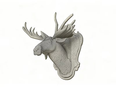 Elegant Deer Head Wall Decorative Ornament Set With Antlers And Frame 3d model
