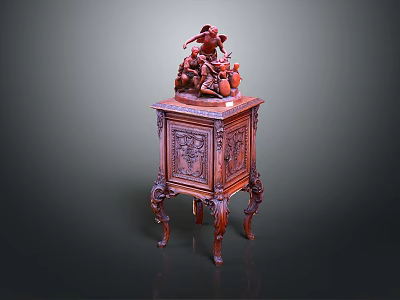 Mahogany Carved Side Table with Classical Ornament and Intricate Leg Design 3d model