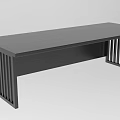 Modern Office Desk With Flat Tabletop And Vertical Slat Legs Design 3d model