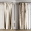 Modern Home Curtain Combination Cream Curtain Milk Tea Curtain Fabric Curtain Curtain 3d model