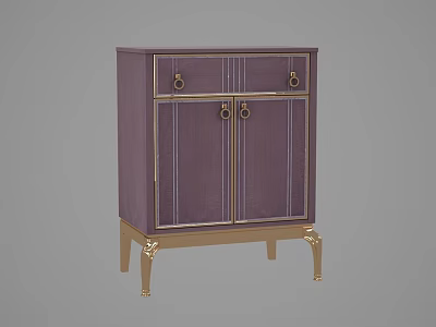 Elegant Purple Decorative Cabinet With Gold Accents Drawer And Doors 3d model