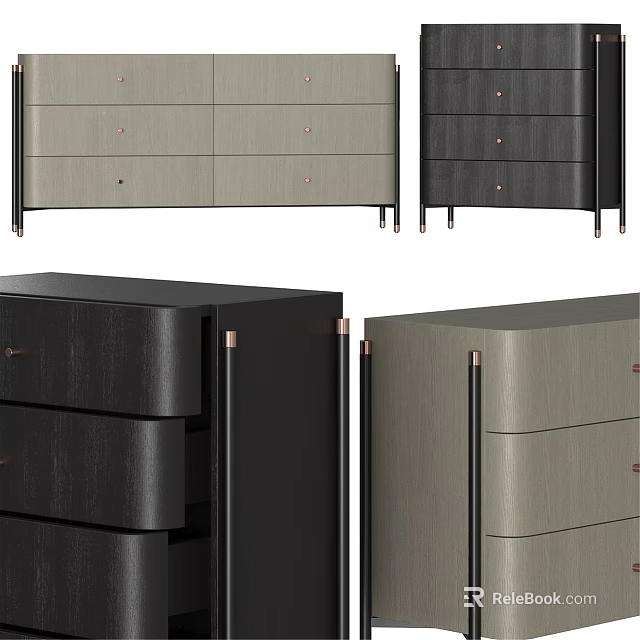 Modern Console and Side Cabinet Design With Drawers Metal Accents And Smooth Surface Finish 3d model 