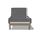 Modern Gray Single Sofa With Button Tufted Design And Wooden Legs 3d model