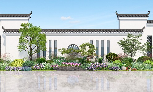 New Chinese style landscape wall 3d model