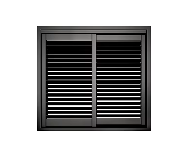 Stylish Black Window Blinds With Double Panel Design For Modern Home Interior Window Frame 3d model