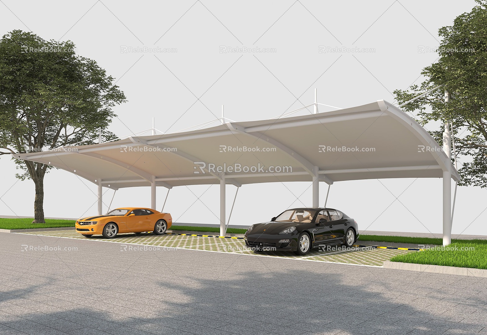 Parking canopy outdoor parking parking space carport 3d model