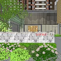 Modern High Rise Residential Complex With Commercial Building Greenery And Entrance Area