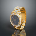 Luxury Golden Diamond Studded Wristwatch With Elegant Bracelet And Dial Design