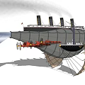 Steampunk Inspired Fantasy Ship With Smokestacks Steam And Air Balloons