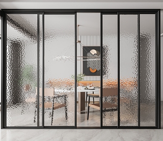 Modern sliding door kitchen glass sliding door 3d model