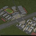 Aerial View of Modern School Campus with Multiple Buildings Sports Field and Surrounding Greenery